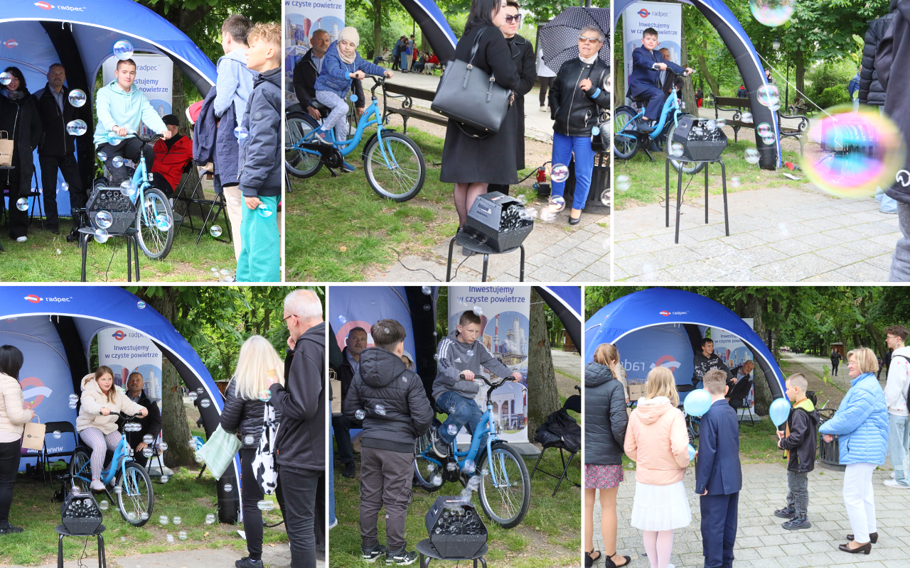 Kolaż zdjęć przedstawiający stoisko RADPEC-u podczas X Pikniku Zdrowia w Radomiu.